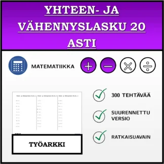 Työarkki: Yhteen- ja vähennyslasku 20 asti