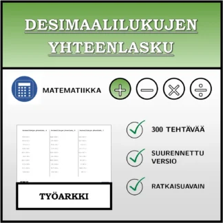 Työarkki: Desimaalilukujen yhteenlasku