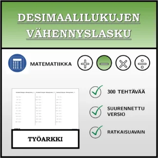 Työarkki: Desimaalilukujen vähennyslasku