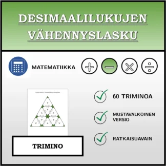Trimino: Desimaalilukujen vähennyslasku