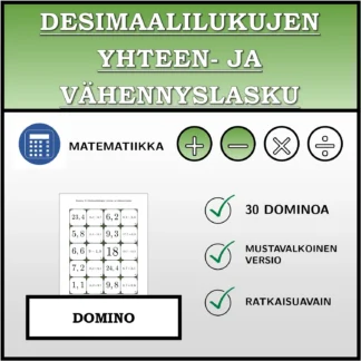 Domino: Desimaalilukujen yhteen- ja vähennyslasku