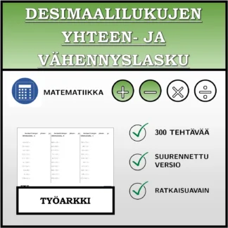 Työarkki: Desimaalilukujen yhteen- ja vähennyslasku