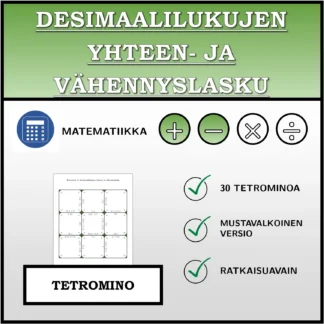 Tetromino: Desimaalilukujen yhteen- ja vähennyslasku
