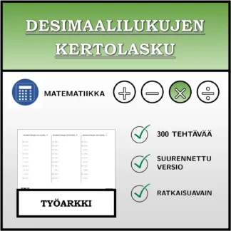 Työarkki: Desimaalilukujen kertolasku