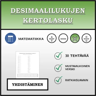 Yhdistämistehtävä: Desimaalilukujen kertolasku
