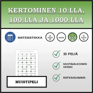 Muistipeli: Kertominen 10:llä, 100:lla ja 1000:lla