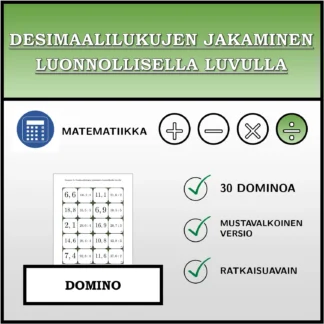 Domino: Desimaalilukujen jakaminen luonnollisella luvulla