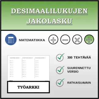 Työarkki: Desimaalilukujen jakolasku