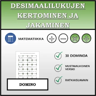 Domino: Desimaalilukujen kertominen ja jakaminen