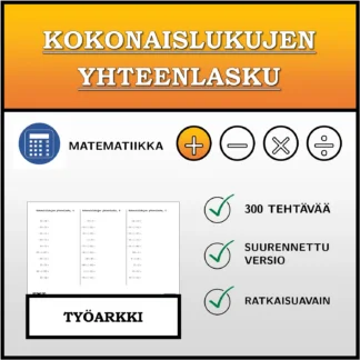 Työarkki: Kokonaislukujen yhteenlasku
