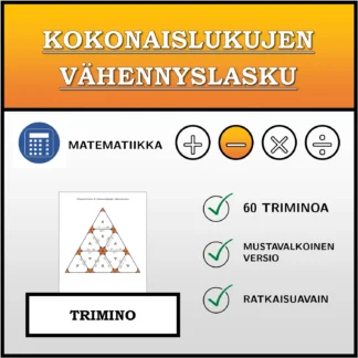 Trimino: Kokonaislukujen vähennyslasku