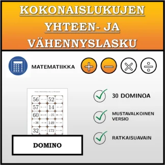 Domino: Kokonaislukujen yhteen- ja vähennyslasku