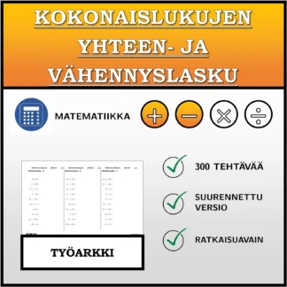 Työarkki: Kokonaislukujen yhteen- ja vähennyslasku