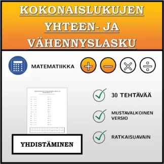 Yhdistämistehtävä: Kokonaislukujen yhteen- ja vähennyslasku