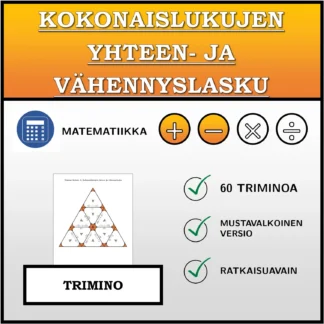 Trimino: Kokonaislukujen yhteen- ja vähennyslasku