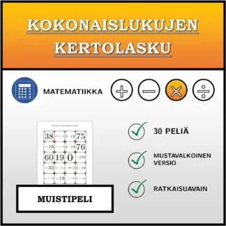 Muistipeli: Kokonaislukujen kertolasku