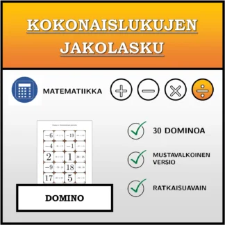 Domino: Kokonaislukujen jakolasku