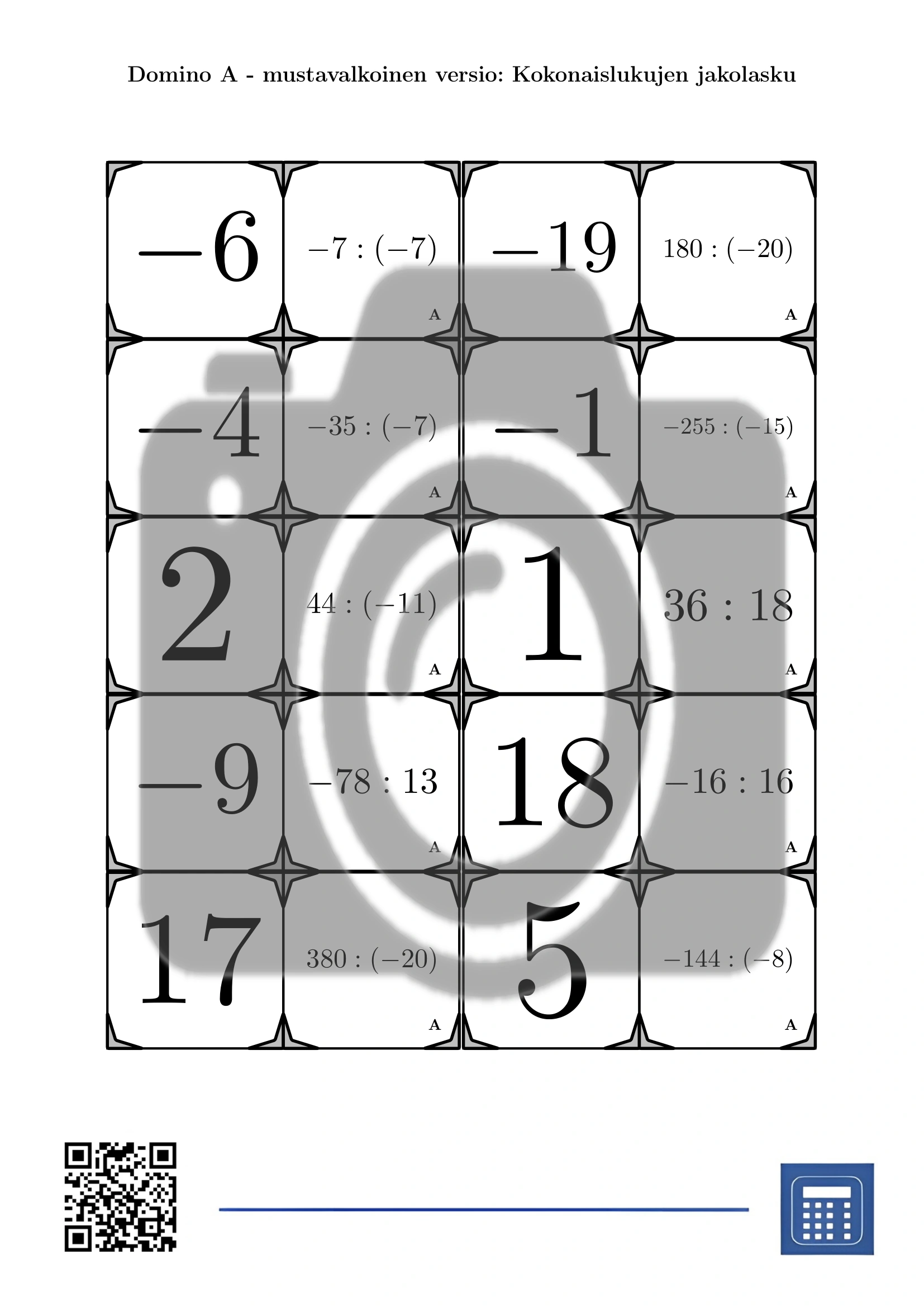 Domino: Kokonaislukujen jakolasku - Image 3