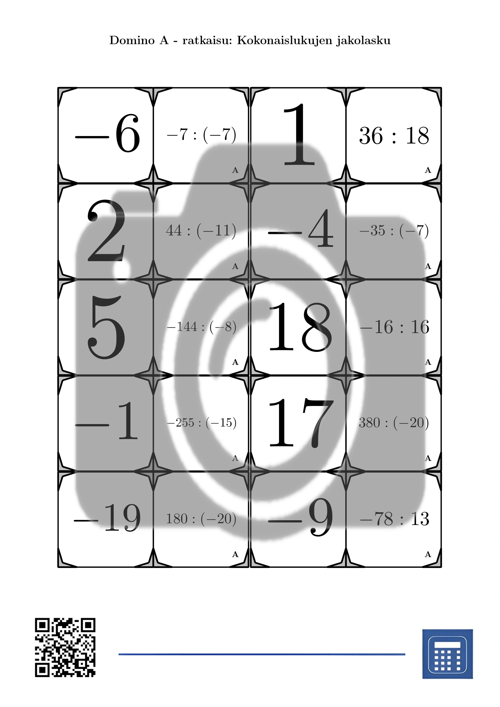 Domino: Kokonaislukujen jakolasku - Image 4