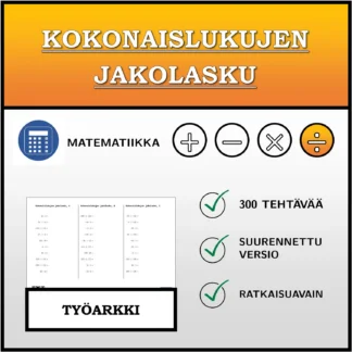Työarkki: Kokonaislukujen jakolasku