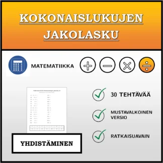 Yhdistämistehtävä: Kokonaislukujen jakolasku