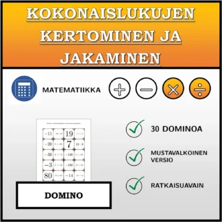 Domino: Kokonaislukujen kertominen ja jakaminen