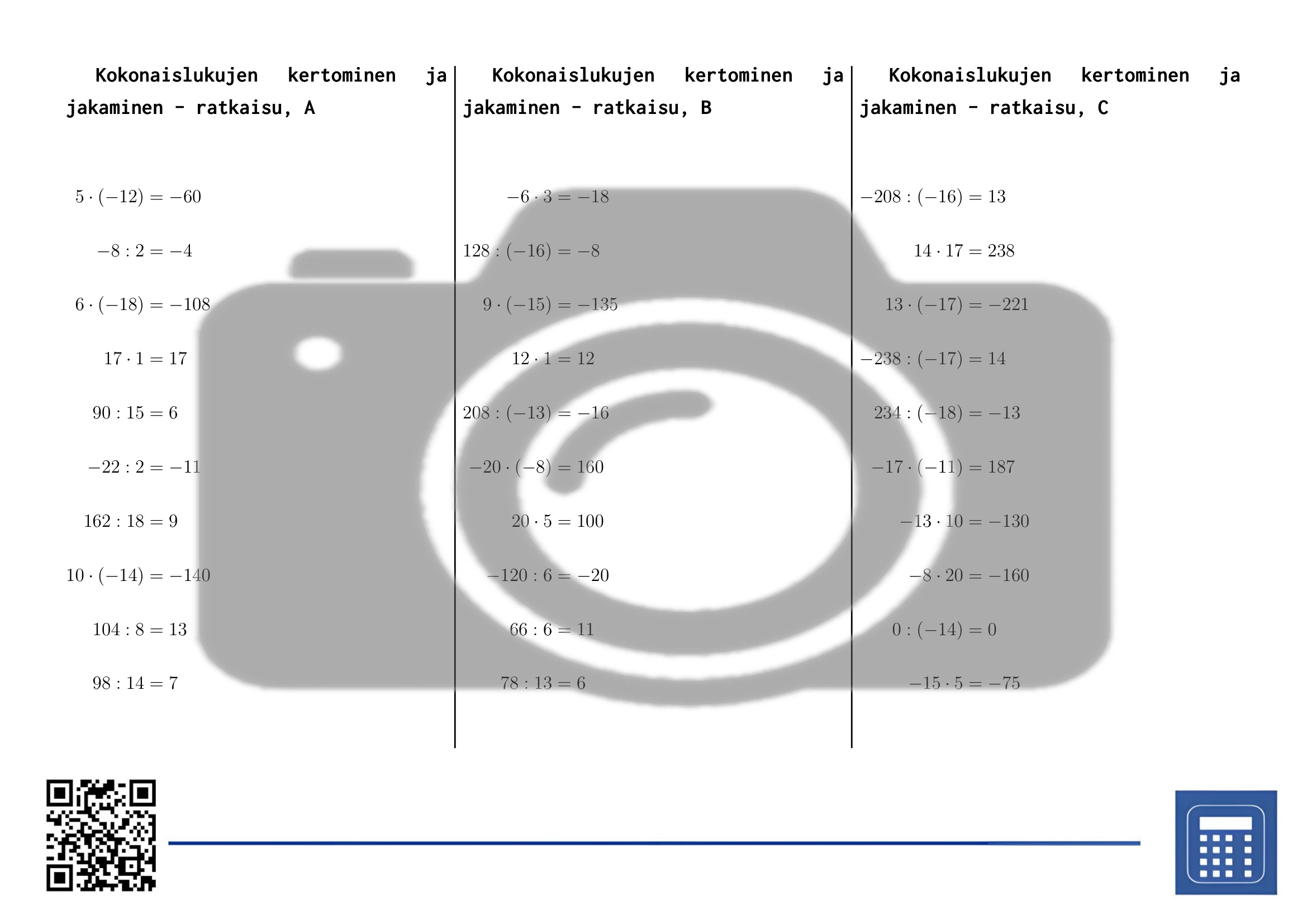 Työarkki: Kokonaislukujen kertominen ja jakaminen - Image 4