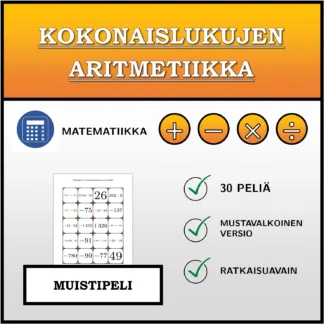 Muistipeli: Kokonaislukujen aritmetiikka