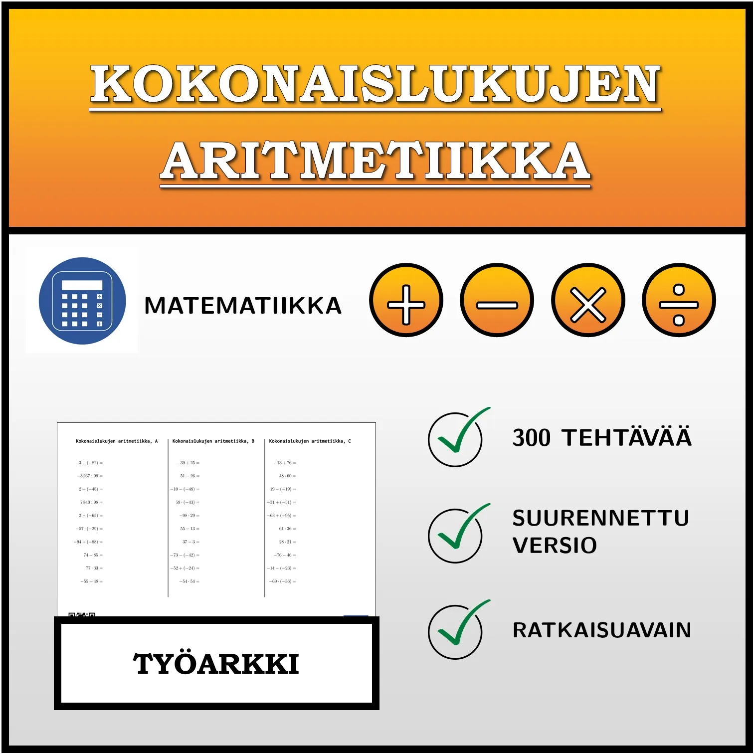 Työarkki: Kokonaislukujen aritmetiikka