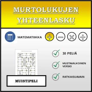 Muistipeli: Murtolukujen yhteenlasku