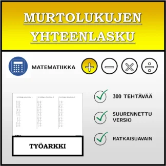 Työarkki: Murtolukujen yhteenlasku