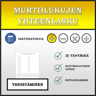 Yhdistämistehtävä: Murtolukujen yhteenlasku