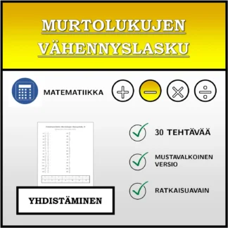 Yhdistämistehtävä: Murtolukujen vähennyslasku