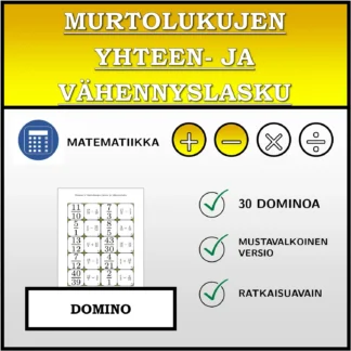 Domino: Murtolukujen yhteen- ja vähennyslasku