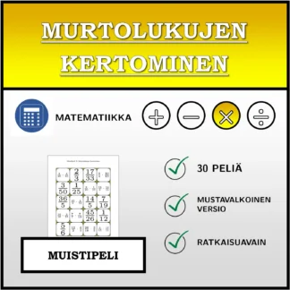 Muistipeli: Murtolukujen kertominen