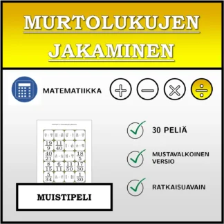 Muistipeli: Murtolukujen jakaminen