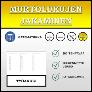 Työarkki: Murtolukujen jakaminen