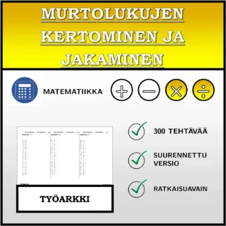 Työarkki: Murtolukujen kertominen ja jakaminen