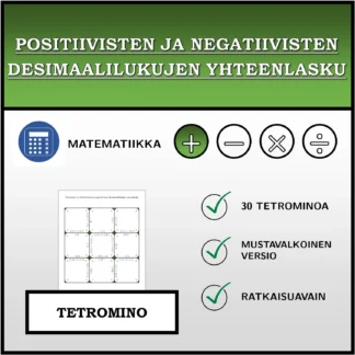 Tetromino: Positiivisten ja negatiivisten desimaalilukujen yhteenlasku