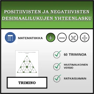 Trimino: Positiivisten ja negatiivisten desimaalilukujen yhteenlasku