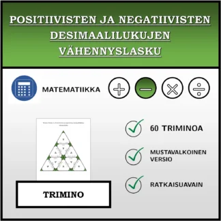 Trimino: Positiivisten ja negatiivisten desimaalilukujen vähennyslasku