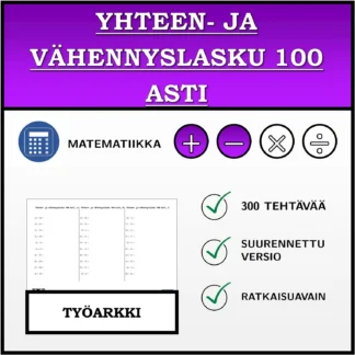 Työarkki: Yhteen- ja vähennyslasku 100 asti