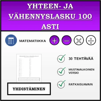 Yhdistämistehtävä: Yhteen- ja vähennyslasku 100 asti
