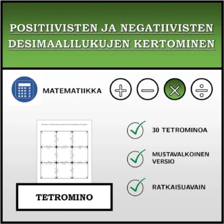Tetromino: Positiivisten ja negatiivisten desimaalilukujen kertominen