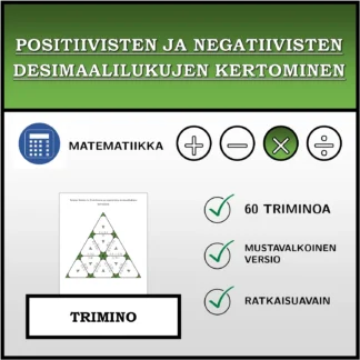 Trimino: Positiivisten ja negatiivisten desimaalilukujen kertominen