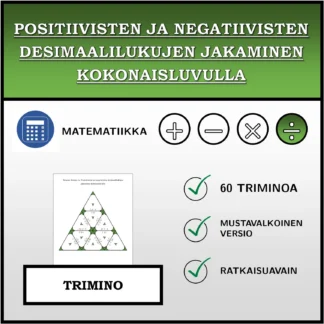 Trimino: Positiivisten ja negatiivisten desimaalilukujen jakaminen kokonaisluvulla