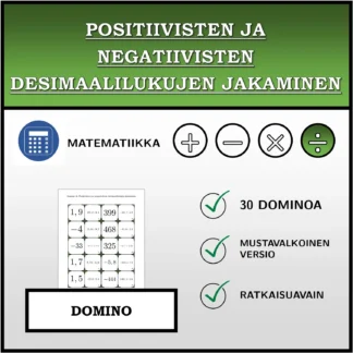 Domino: Positiivisten ja negatiivisten desimaalilukujen jakaminen