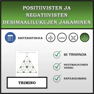 Trimino: Positiivisten ja negatiivisten desimaalilukujen jakaminen
