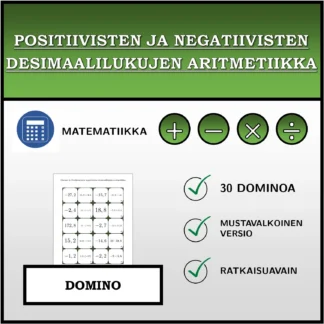 Domino: Positiivisten ja negatiivisten desimaalilukujen aritmetiikka