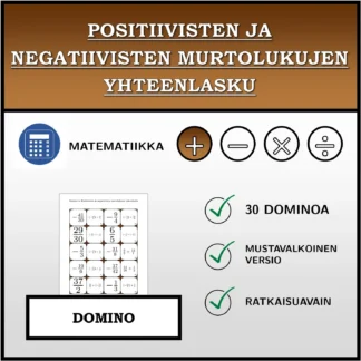 Domino: Positiivisten ja negatiivisten murtolukujen yhteenlasku